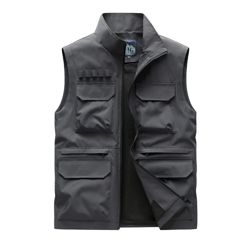 Herren Outdoor-Utilityweste mit acht Multifunktionstaschen, robustem Baumwollmix und Windschutzkragen Nord Taschen