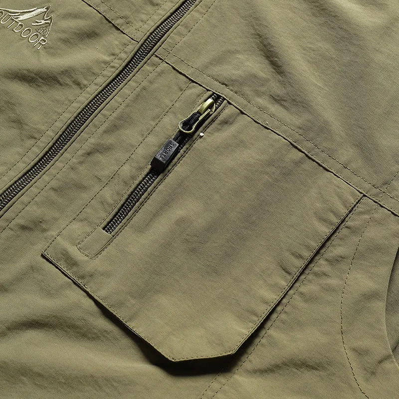 Herren Outdoor-Utility-Weste mit Mesh-Futter, wasserabweisender Nylonoberfläche und Multifunktionstaschen Nord Taschen
