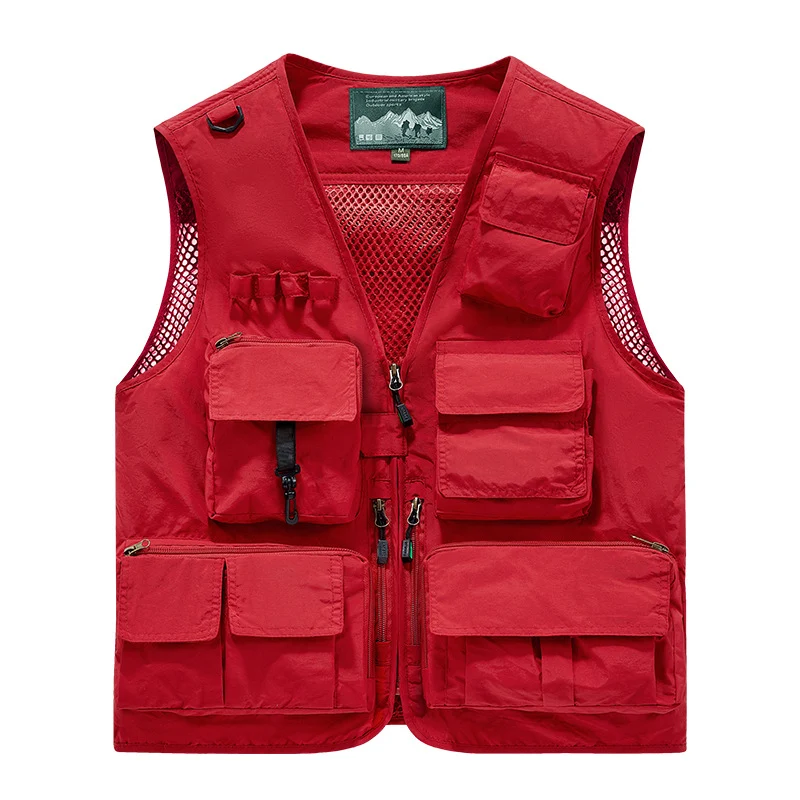 Herren Outdoor-Utility-Anglerweste mit atmungsaktivem Meshrücken und multifunktionalen Taschen Nord Taschen
