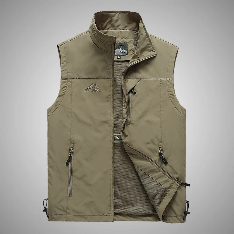 Herren Multifunktionale Utility-Weste mit Stehkragen, Reißverschlusstaschen und atmungsaktivem Meshfutter Nord Taschen