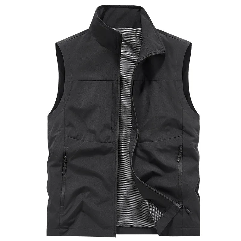 Herren Multifunktionale Outdoor-Weste mit winddichter Mikrofaser, Mesh-Innenfutter und verdeckten Reißverschlusstaschen Nord Taschen