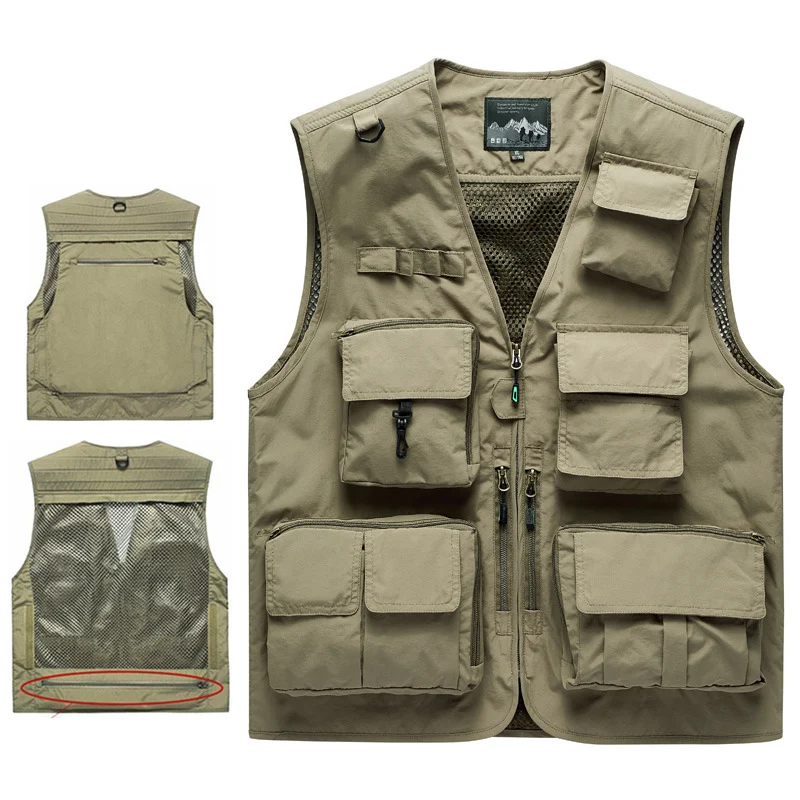 Herren Multifunktionale Outdoor‑Utilityweste mit Mesh‑Rücken, Mehrfach‑Fronttaschen und durchgehendem Reißverschluss Nord Taschen