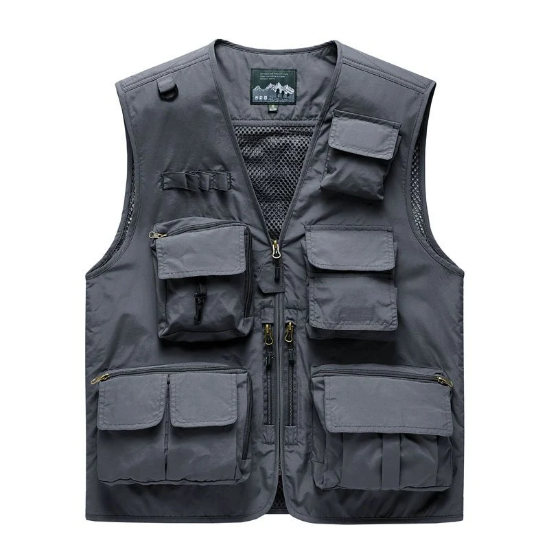 Herren Multifunktionale Outdoor‑Utilityweste mit Mesh‑Rücken, Mehrfach‑Fronttaschen und durchgehendem Reißverschluss Nord Taschen