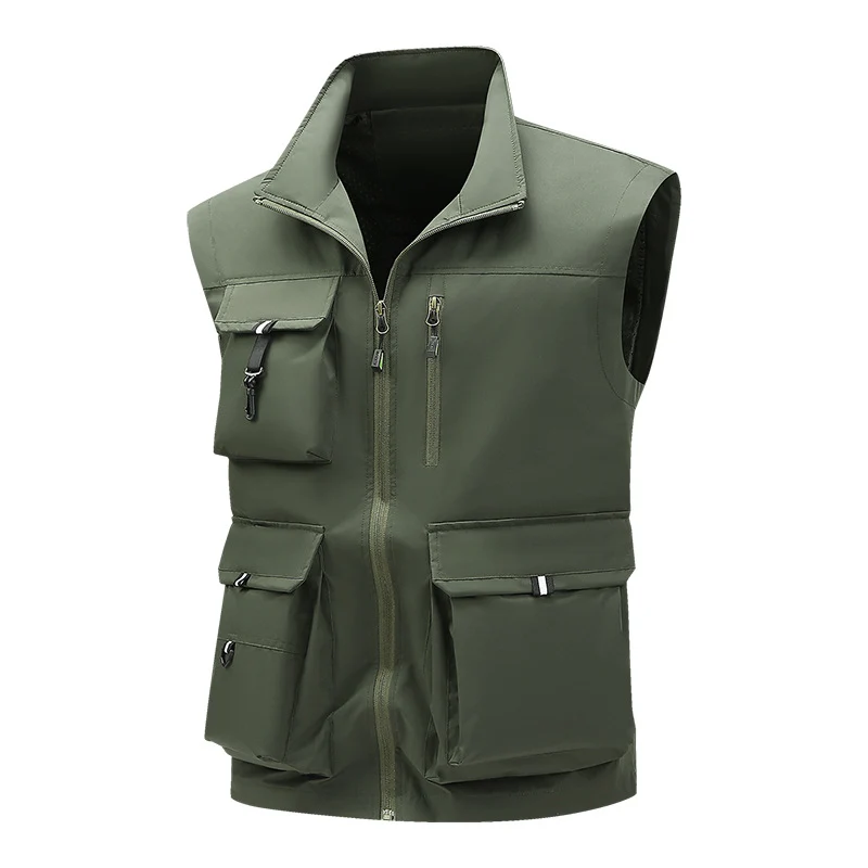 Herren Multifunktionale Outdoor-Utility-Weste mit mehreren Cargo-Taschen und Stehkragen Nord Taschen