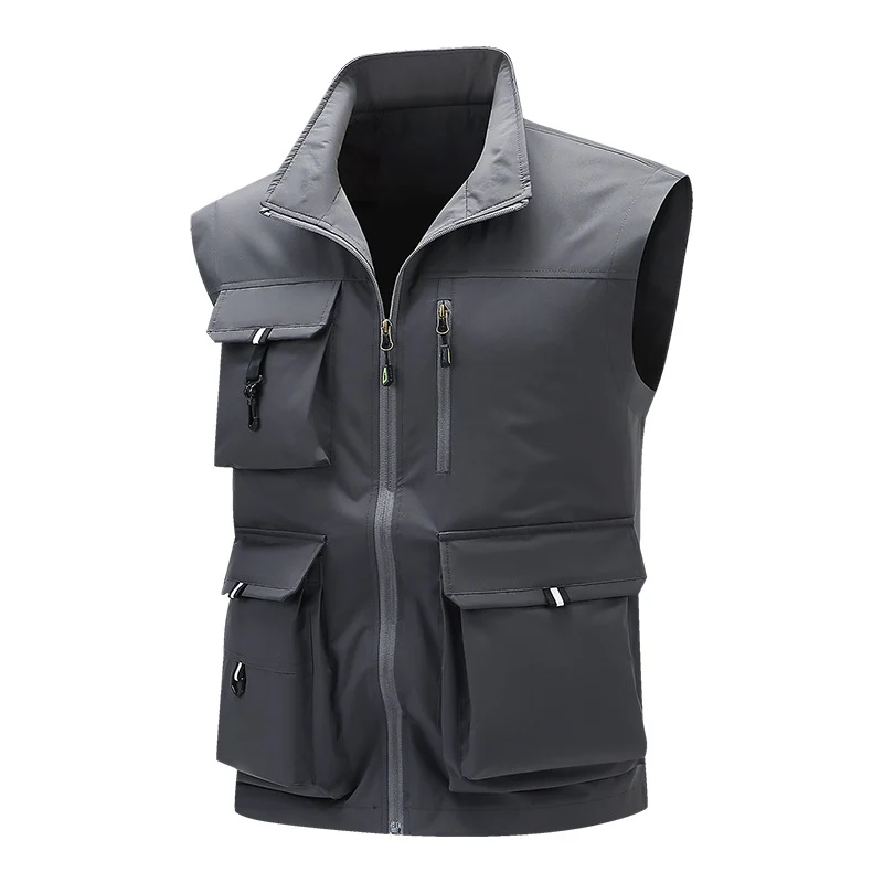 Herren Multifunktionale Outdoor-Utility-Weste mit mehreren Cargo-Taschen und Stehkragen Nord Taschen