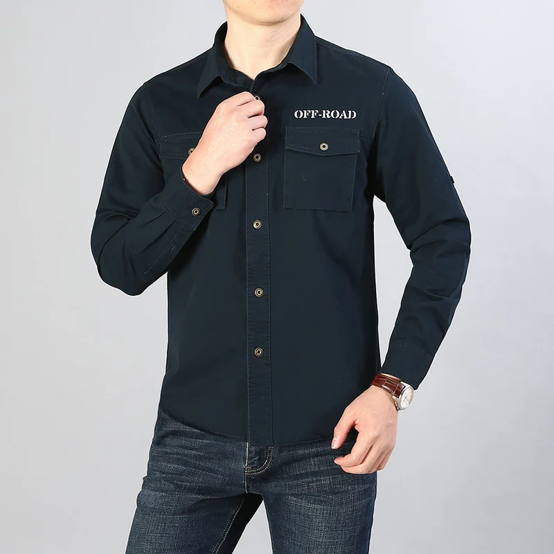 Herren Military-Hemd mit Brusttaschen, Ärmelrollfunktion und Off-Road-Print Nord Taschen