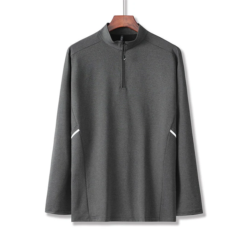 Herren Leichtes Sportliches Langarm-Poloshirt mit kurzem Reißverschluss und Stehkragen Nord Taschen