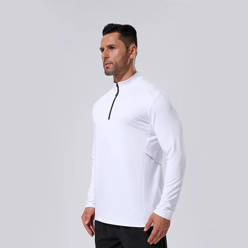 Herren Leichtes Sportliches Langarm-Poloshirt mit kurzem Reißverschluss und Stehkragen Nord Taschen