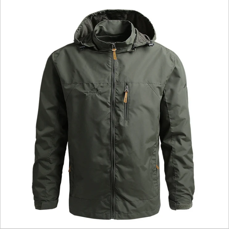 Herren Leichte wasserabweisende Kapuzen‑Windjacke mit Brusttasche und verstellbarem Saum Nord Taschen