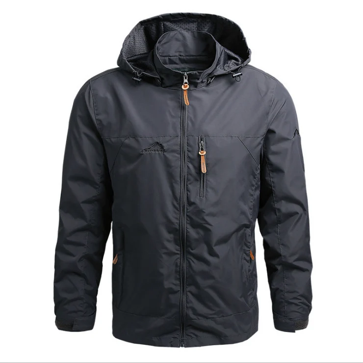 Herren Leichte wasserabweisende Kapuzen‑Windjacke mit Brusttasche und verstellbarem Saum Nord Taschen