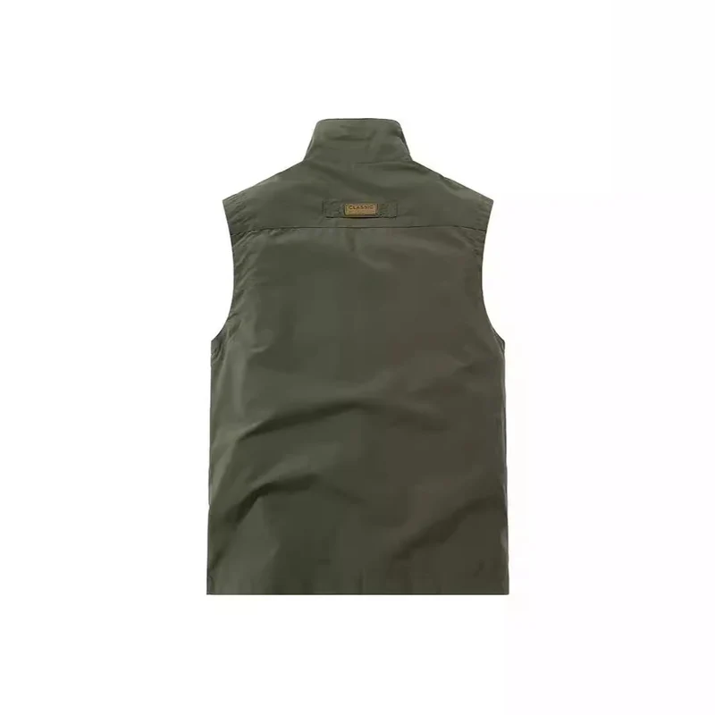 Herren Leichte Utility-Weste mit Stehkragen, Frontklappentaschen und Brustreißverschluss Nord Taschen