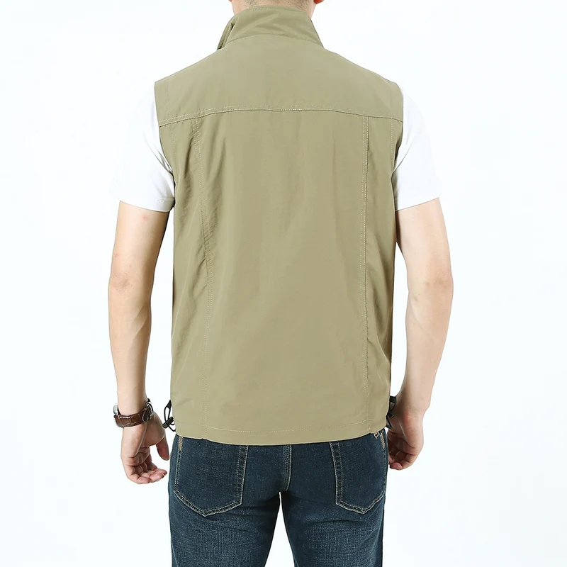 Herren Leichte Utility‑Outdoorweste mit Stehkragen, durchgehendem Reißverschluss und Multifunktionstaschen Nord Taschen