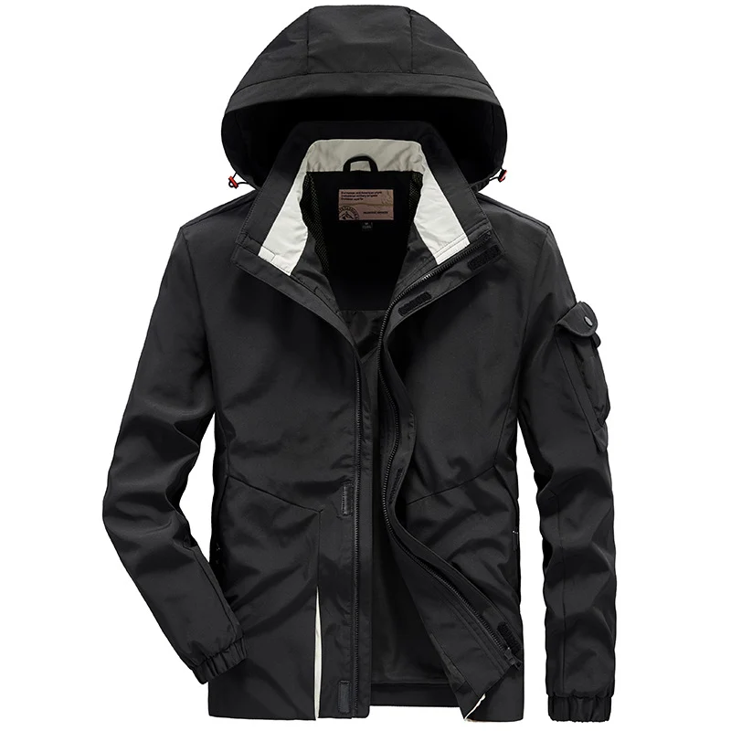 Herren Leichte Multifunktions-Outdoor-Windjacke mit Kapuze und Ärmel‑Tasche Nord Taschen
