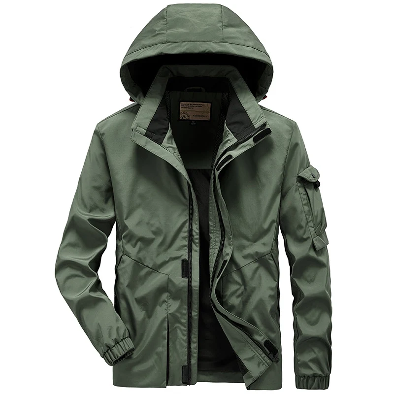 Herren Leichte Multifunktions-Outdoor-Windjacke mit Kapuze und Ärmel‑Tasche Nord Taschen