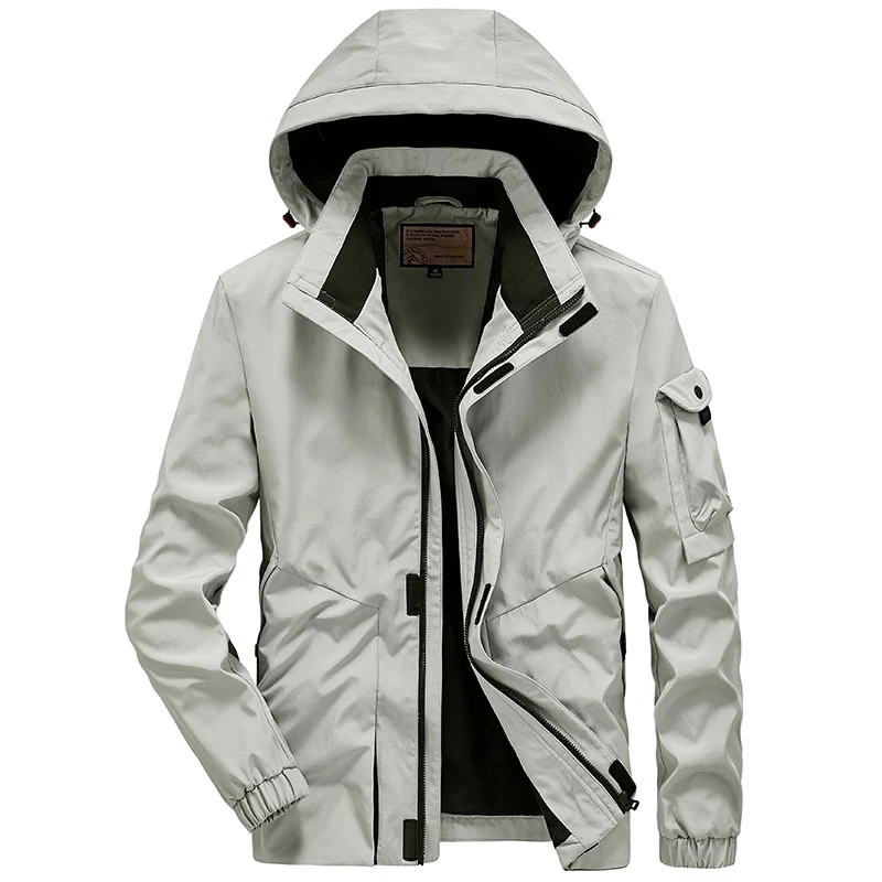 Herren Leichte Multifunktions-Outdoor-Windjacke mit Kapuze und Ärmel‑Tasche Nord Taschen