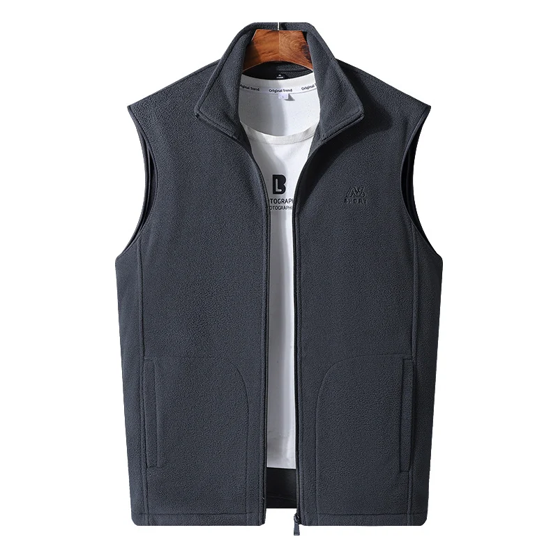 Herren Leichte Microfleece-Outdoorweste mit hochschließendem Stehkragen und verdecktem Reißverschluss Nord Taschen