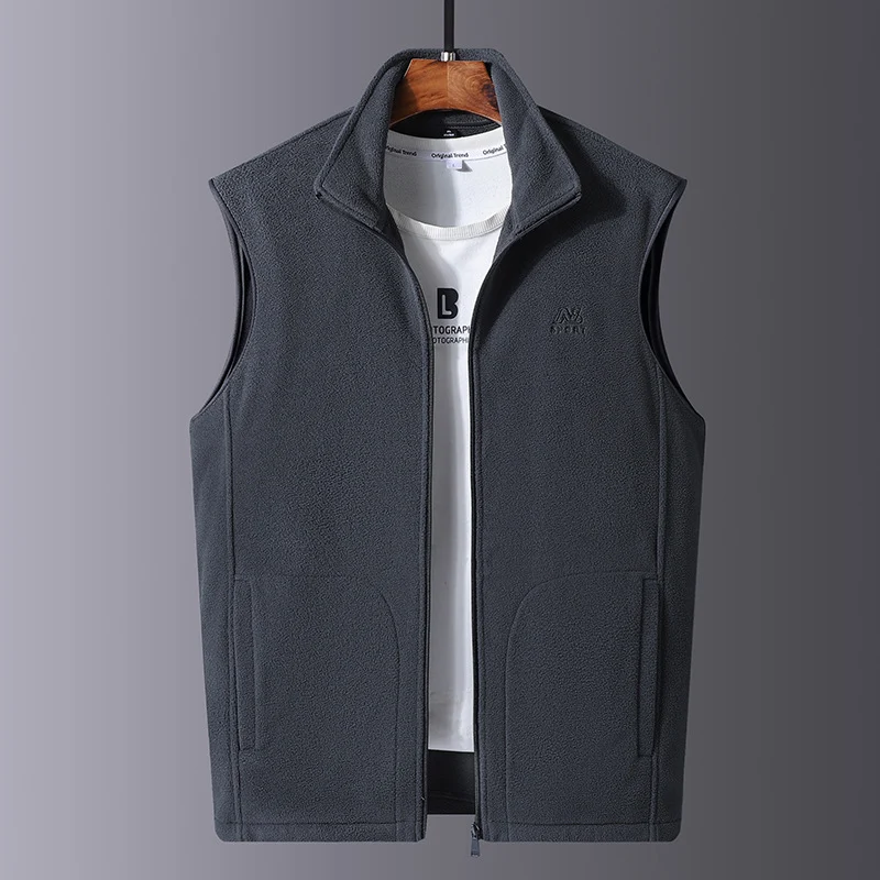 Herren Leichte Microfleece-Outdoorweste mit hochschließendem Stehkragen und verdecktem Reißverschluss Nord Taschen