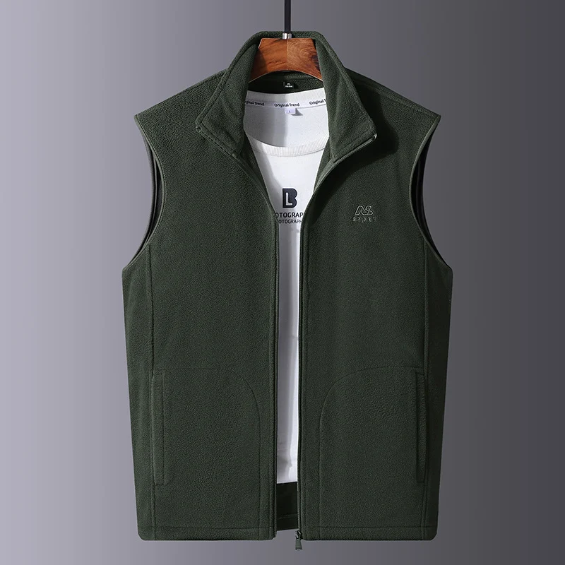 Herren Leichte Microfleece-Outdoorweste mit hochschließendem Stehkragen und verdecktem Reißverschluss Nord Taschen