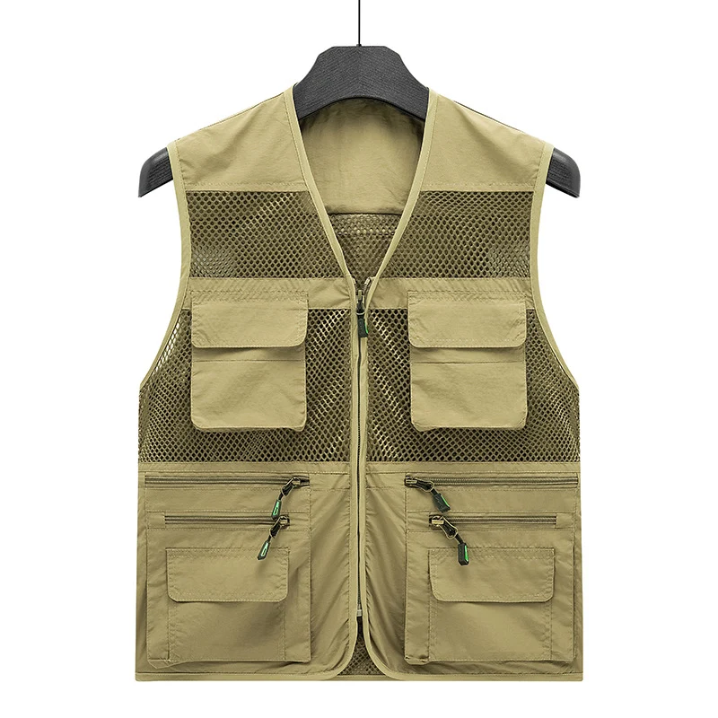 Herren Leichte Mesh-Utility-Weste mit vielen Reißverschluss- und Klapptaschen für Outdoor und Fotografie Nord Taschen