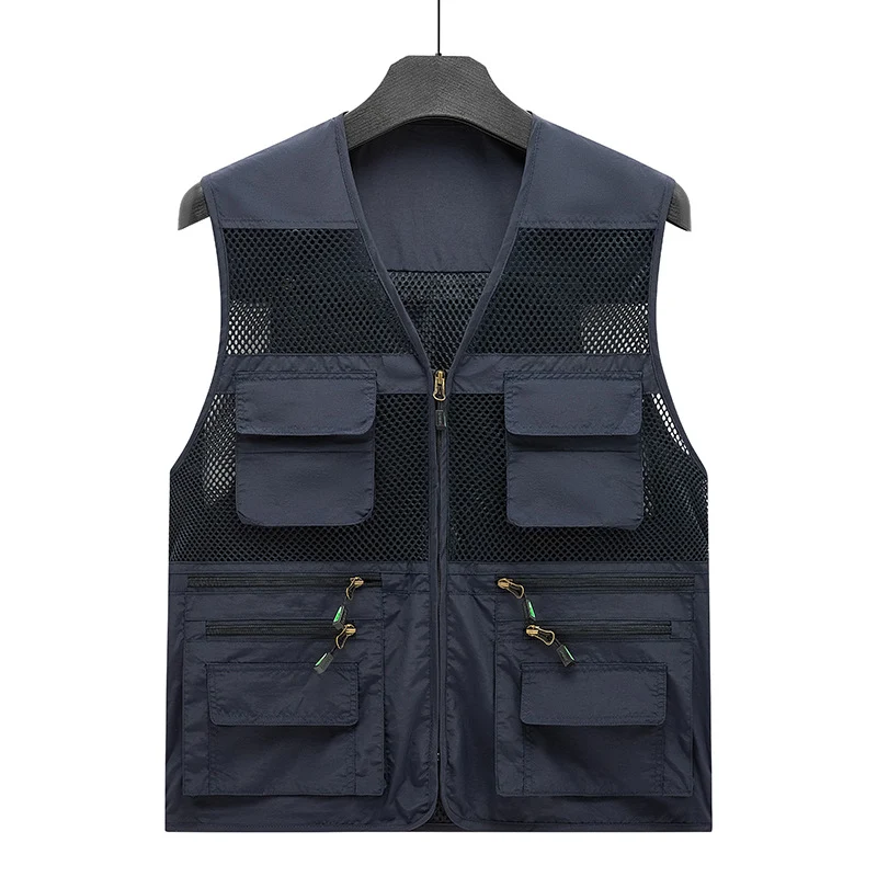 Herren Leichte Mesh-Utility-Weste mit vielen Reißverschluss- und Klapptaschen für Outdoor und Fotografie Nord Taschen