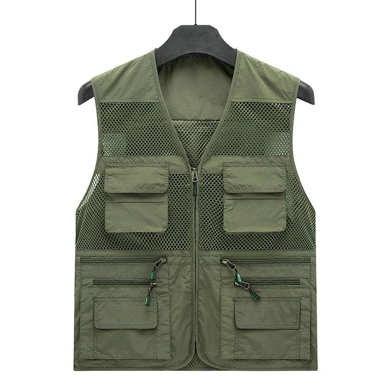Herren Leichte Mesh-Utility-Weste mit vielen Reißverschluss- und Klapptaschen für Outdoor und Fotografie Nord Taschen