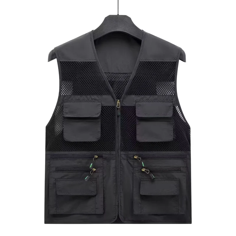 Herren Leichte Mesh-Utility-Weste mit vielen Reißverschluss- und Klapptaschen für Outdoor und Fotografie Nord Taschen