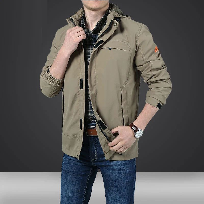 Herren leichte Kapuzen-Utility-Jacke mit Windschutz und Mehrfachtaschen Nord Taschen