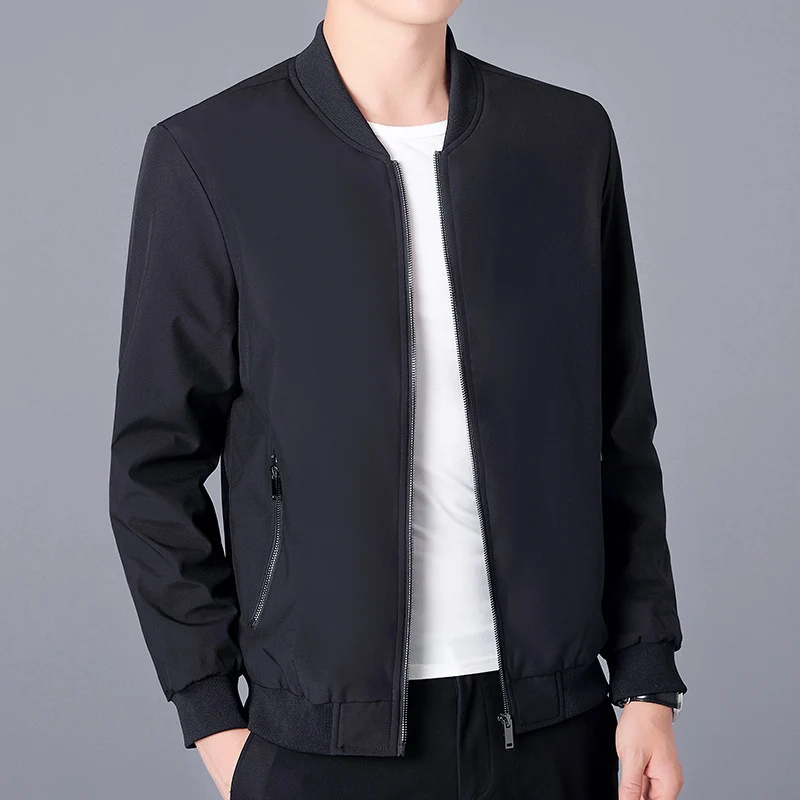Herren Leichte Casual-Bomberjacke aus Microfaser mit Zwei-Wege-Reißverschluss und Rippbündchen Nord Taschen