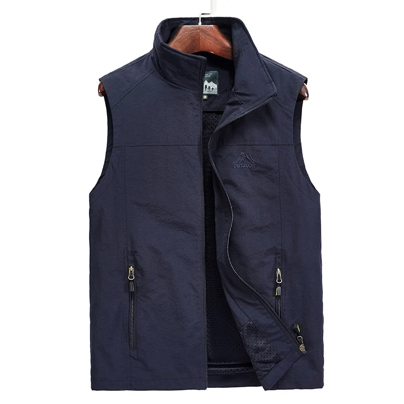 Herren Leichte atmungsaktive Outdoor-Utility-Weste mit Stehkragen, Reißverschlusstaschen und Mesh-Innenfutter Nord Taschen
