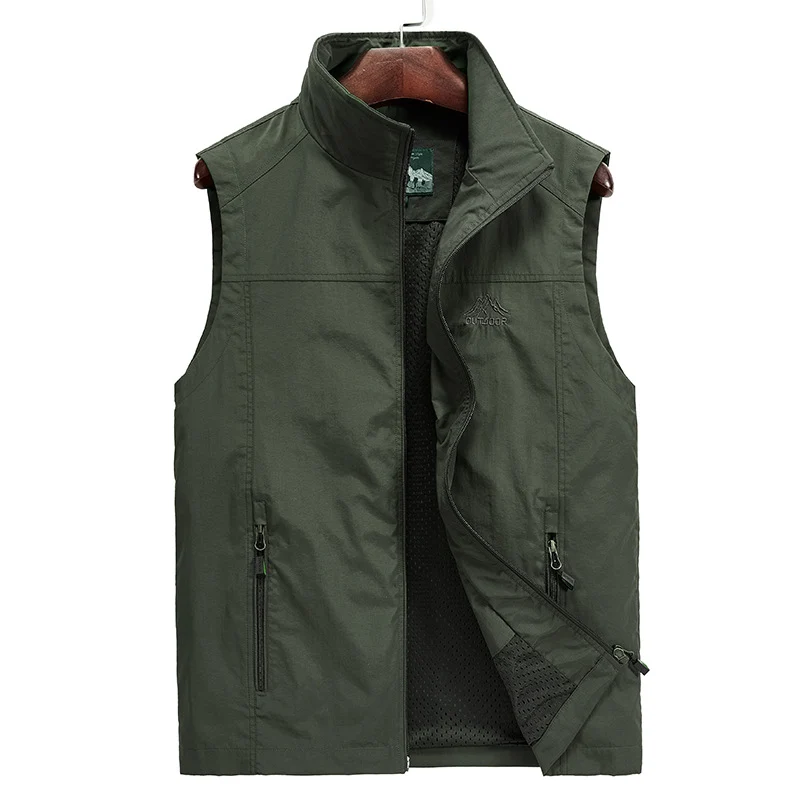 Herren Leichte atmungsaktive Outdoor-Utility-Weste mit Stehkragen, Reißverschlusstaschen und Mesh-Innenfutter Nord Taschen