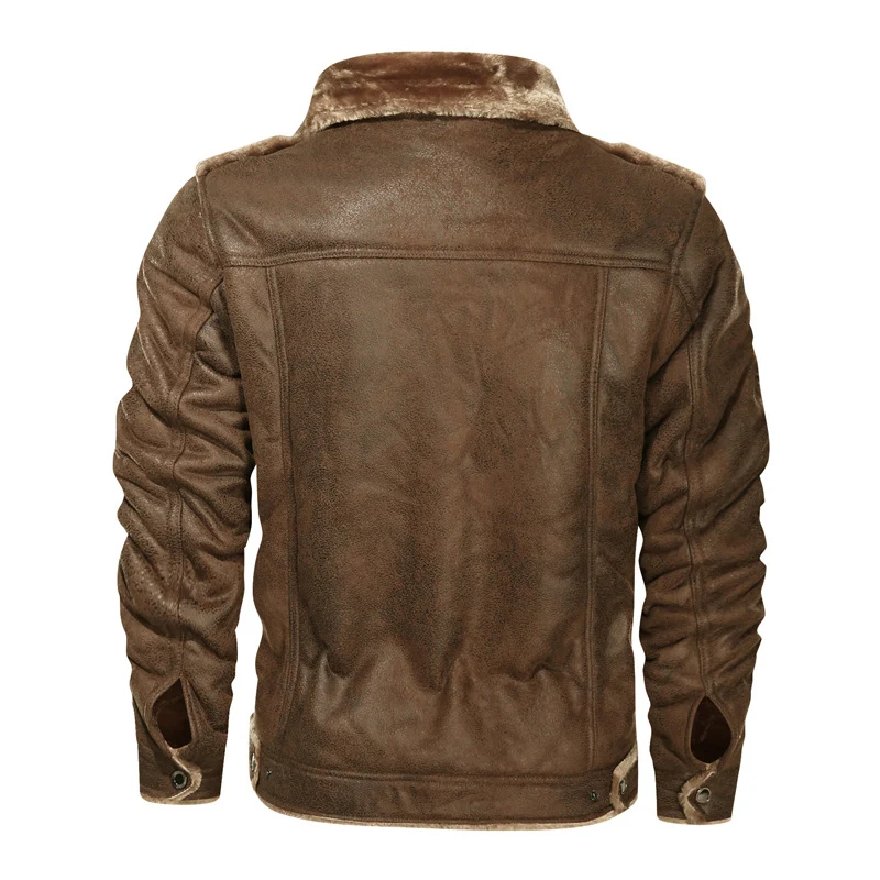 Herren Lederimitat-Fliegerjacke mit Teddyfutter und asymmetrischem Reißverschluss Nord Taschen