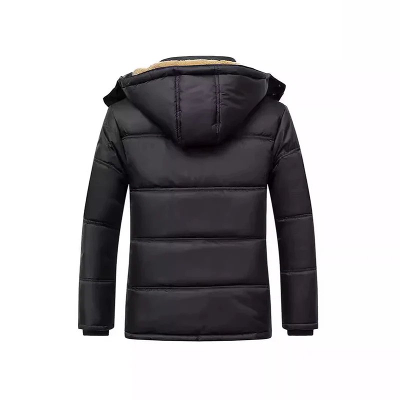 Herren Langer Thermoisolierter Steppparka mit Teddy-Innenfutter, Kapuze und Klappentaschen Nord Taschen