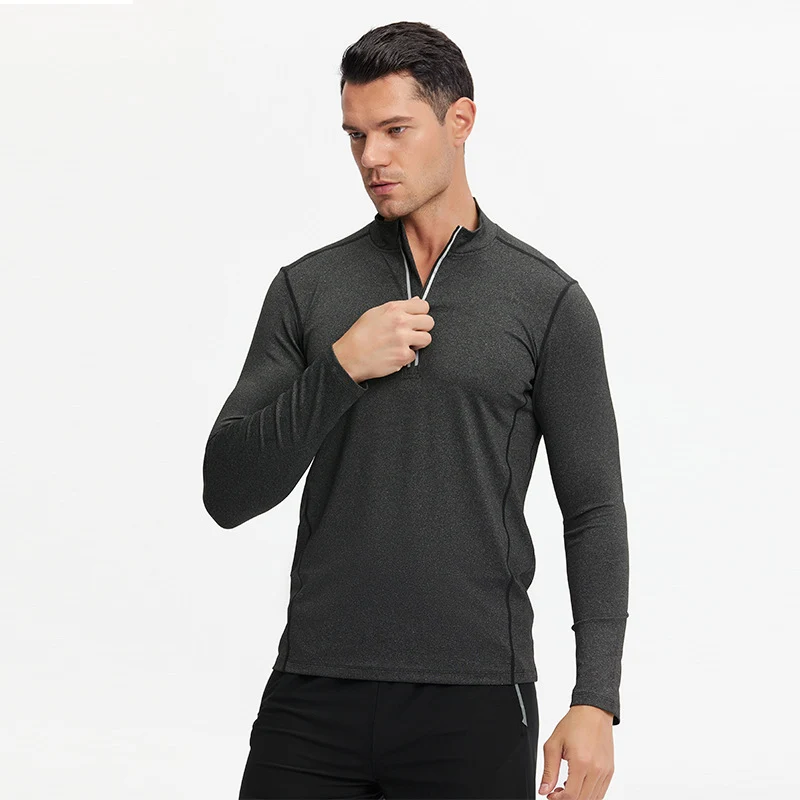 Herren Langarm-Trainingsshirt mit Halb-Reißverschluss und atmungsaktivem Funktionsmaterial Nord Taschen