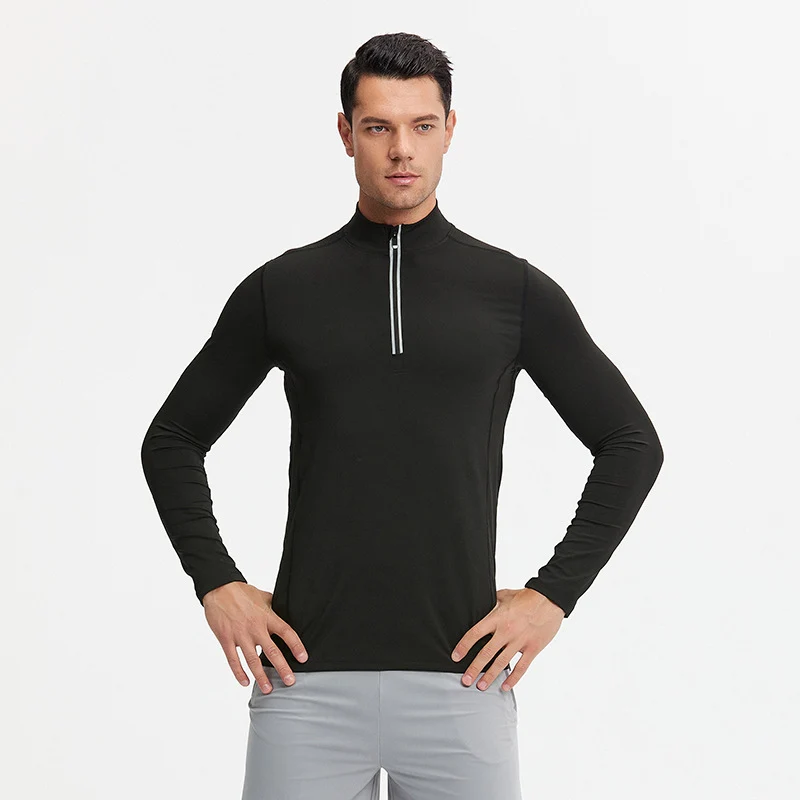 Herren Langarm-Trainingsshirt mit Halb-Reißverschluss und atmungsaktivem Funktionsmaterial Nord Taschen