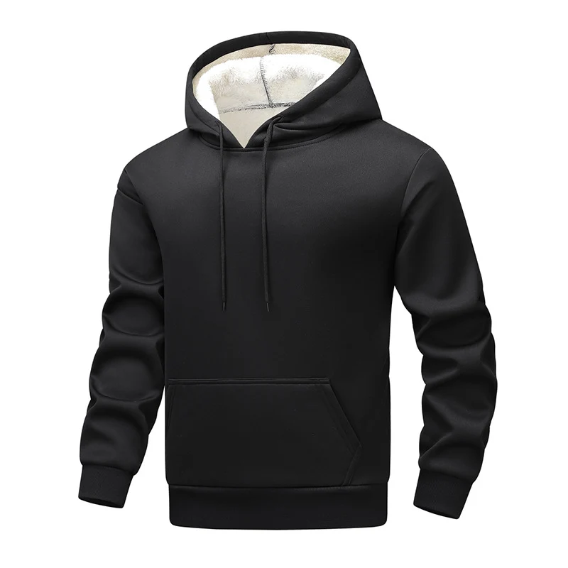 Herren Kuscheliger Teddyfleece-Kapuzenpullover mit Sherpa-Futter und Kängurutasche Nord Taschen