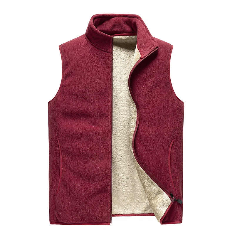 Herren Kuschelige Thermo-Fleeceweste mit Sherpa-Innenfutter, Stehkragen und Reißverschluss Nord Taschen