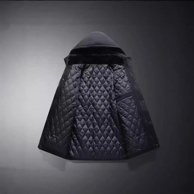 Herren Kurzparka mit gesteppter Thermofütterung, Kapuzenansatz und Multifunktionsklappentaschen Nord Taschen