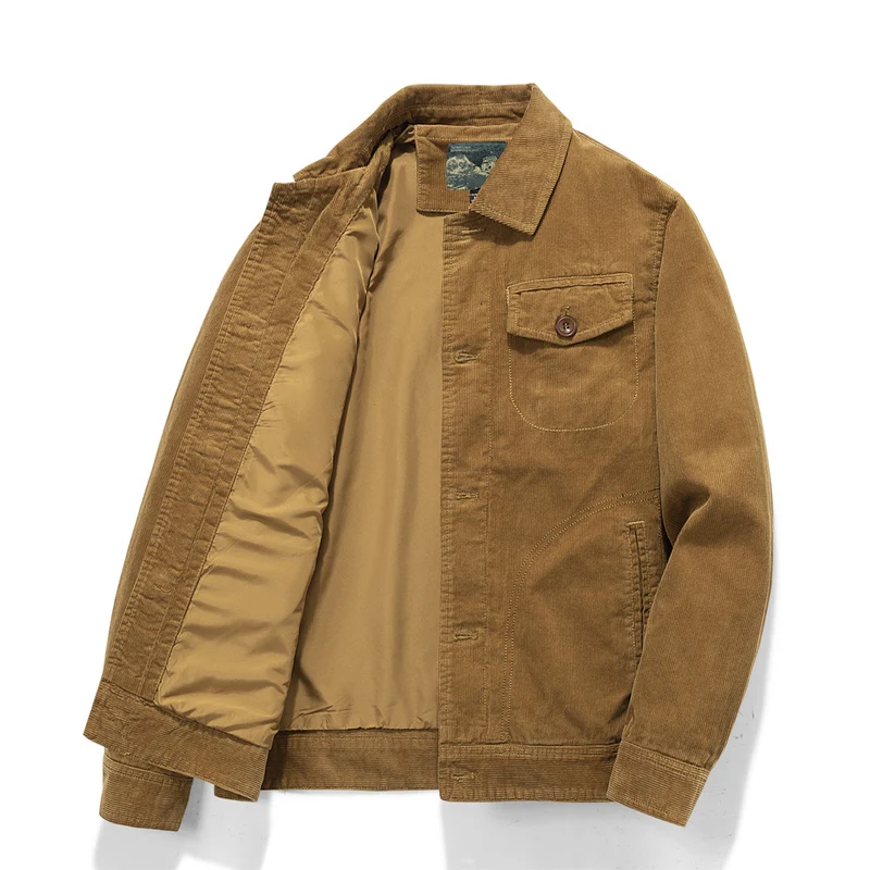 Herren Kordjacke im Worker-Stil mit gesteppter Innenfütterung Nord Taschen