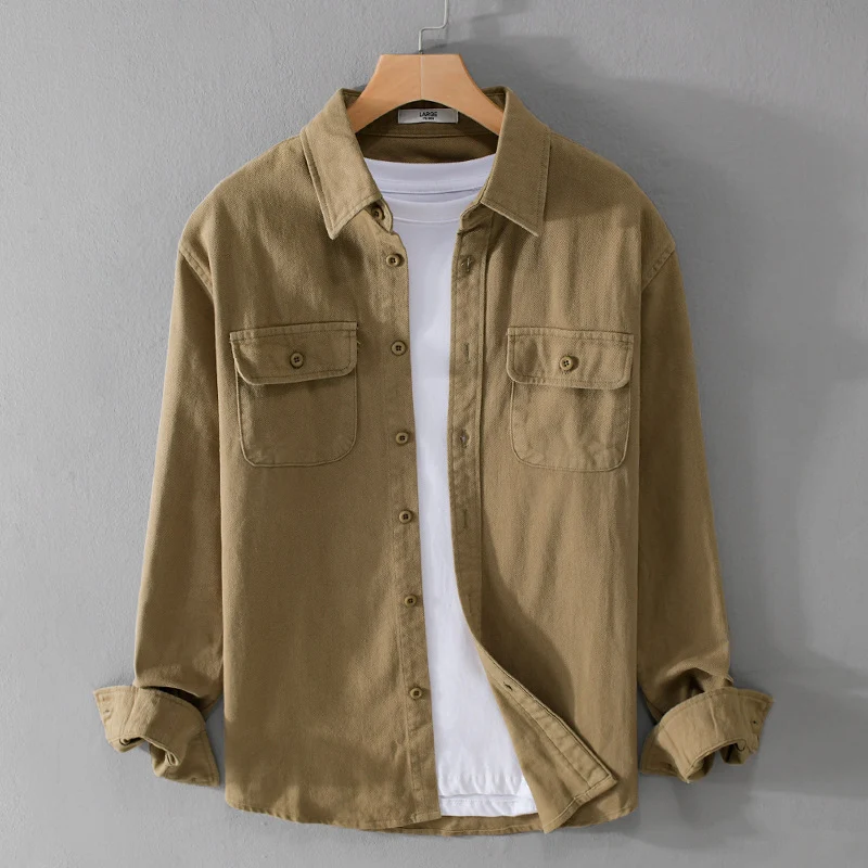 Herren Leichtes Baumwoll-Twill-Overshirt mit Brustklappen und Relaxed-Fit Nord Taschen