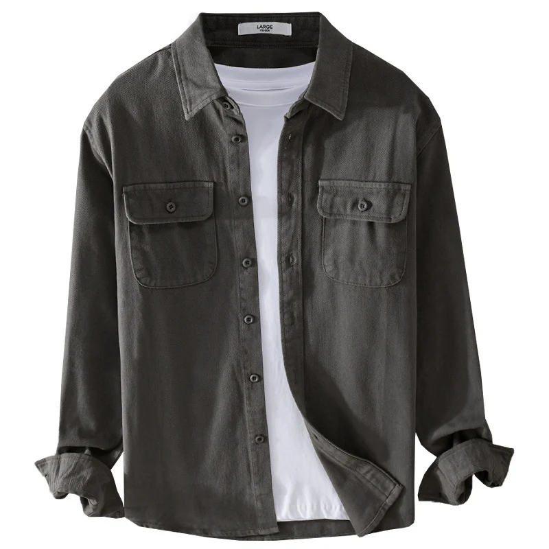 Herren Leichtes Baumwoll-Twill-Overshirt mit Brustklappen und Relaxed-Fit Nord Taschen