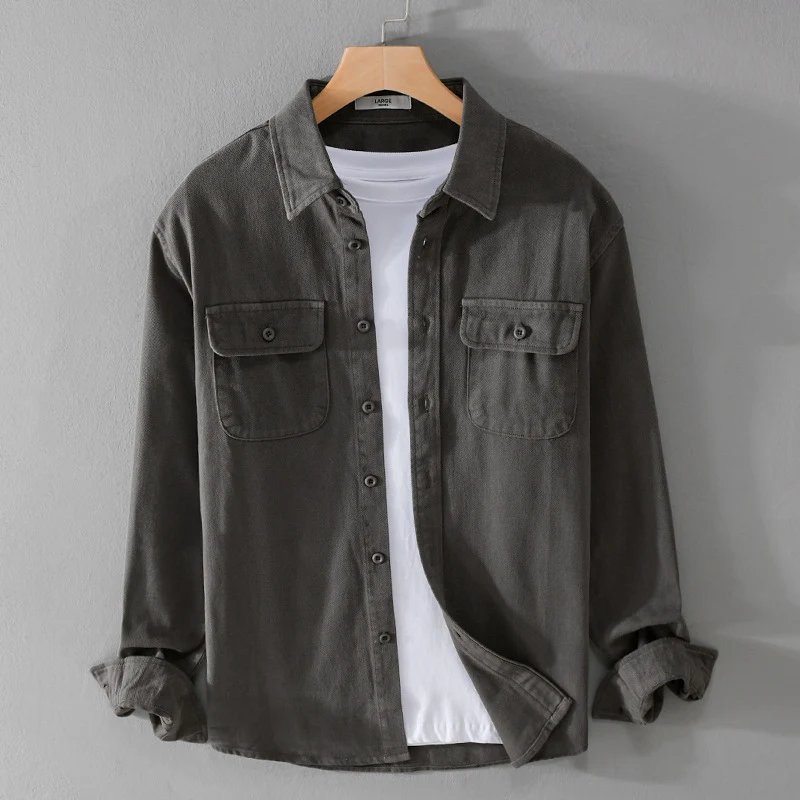Herren Leichtes Baumwoll-Twill-Overshirt mit Brustklappen und Relaxed-Fit Nord Taschen
