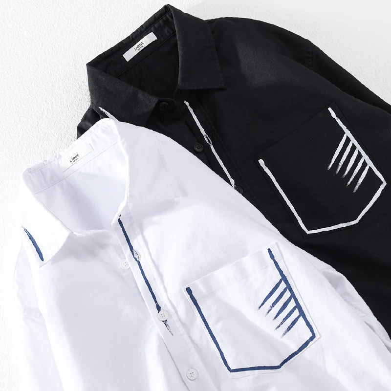 Herren Leichtes Baumwoll-Overshirt mit Kontrastnaht und aufgesetzter Brusttasche Nord Taschen