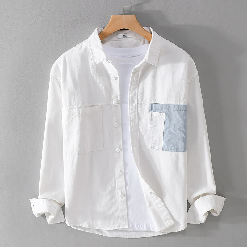 Herren Leichtes Baumwoll-Overshirt mit Kontrast-Brusttasche und Relaxed-Fit Nord Taschen