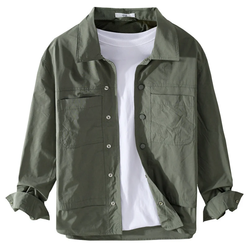 Herren Leichtes Baumwoll-Overshirt mit Kentkragen, aufgesetzten Brusttaschen und Relaxed-Fit Nord Taschen