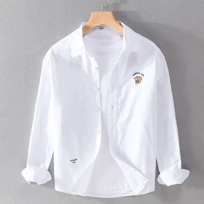 Herren Leichtes Baumwoll-Overshirt im Layering-Look mit Logostickerei und Kentkragen Nord Taschen