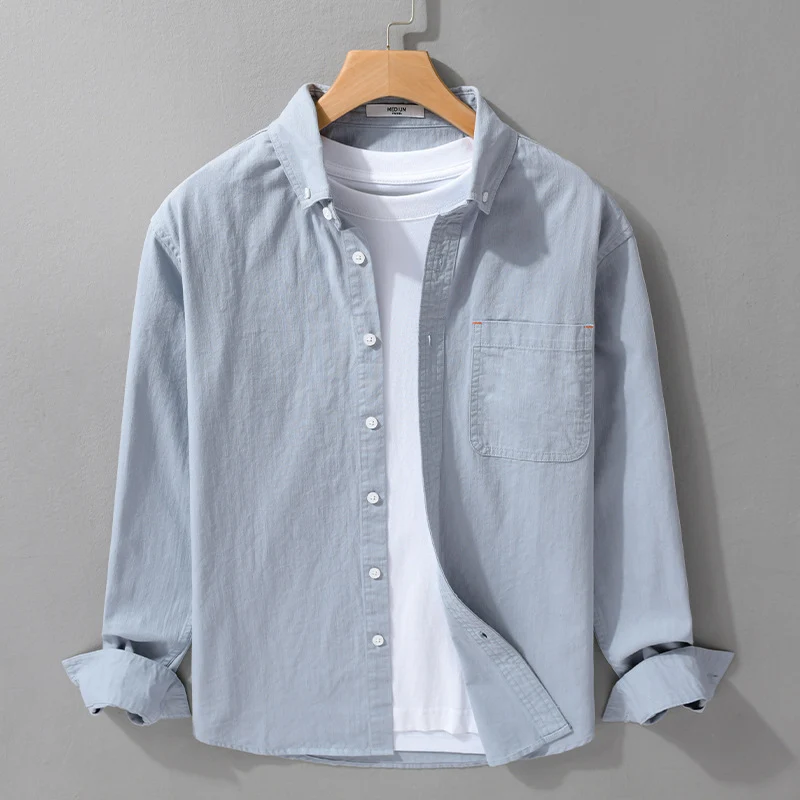 Herren Leichtes Baumwoll-Overshirt im Hemdjacken-Stil mit Brusttasche und Button-Down-Kragen Nord Taschen