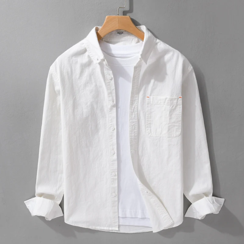 Herren Leichtes Baumwoll-Overshirt im Hemdjacken-Stil mit Brusttasche und Button-Down-Kragen Nord Taschen