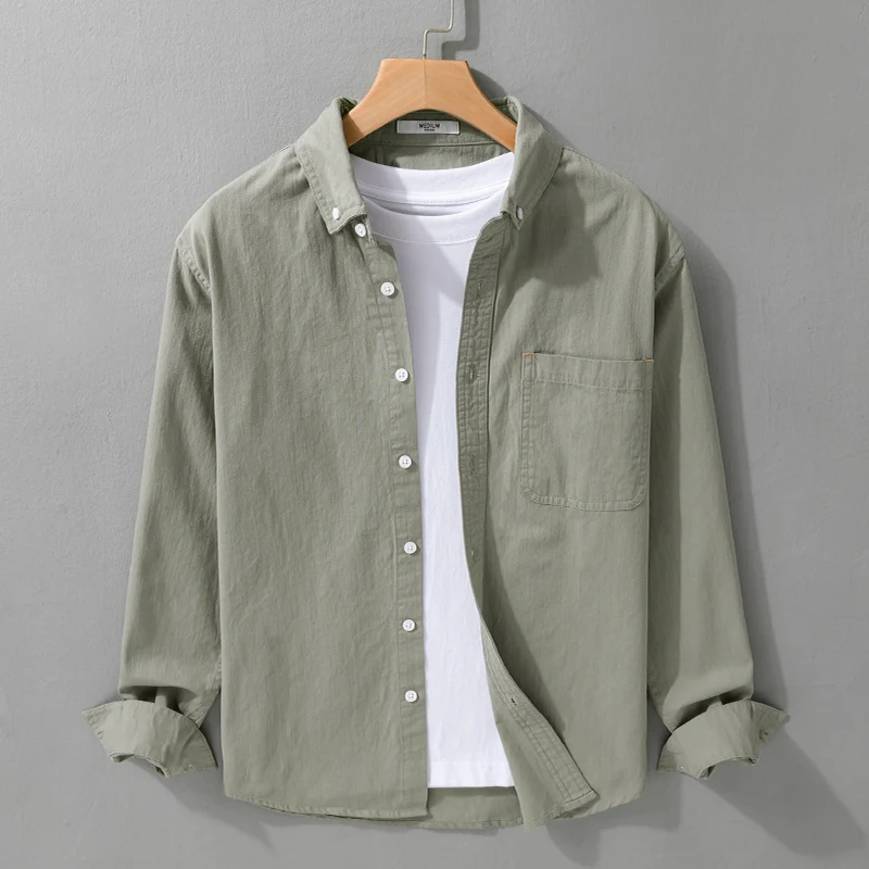 Herren Leichtes Baumwoll-Overshirt im Hemdjacken-Stil mit Brusttasche und Button-Down-Kragen Nord Taschen
