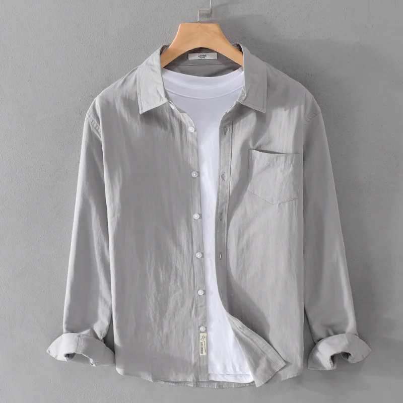 Herren Leichtes Baumwoll‑Leinen Overshirt mit Brusttasche und Relaxed‑Fit Nord Taschen