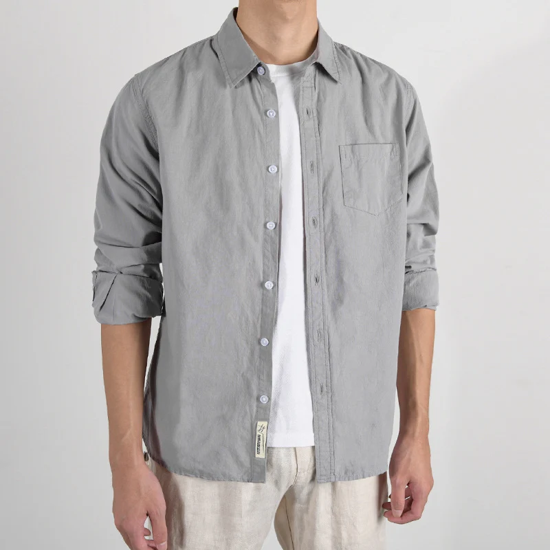 Herren Leichtes Baumwoll‑Leinen Overshirt mit Brusttasche und Relaxed‑Fit Nord Taschen